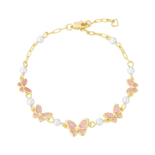 Tropfenglasiertes Schmetterlingsperlenarmband für Damen mit hochwertigem und exquisitem Gefühl Filigranes Armband Damen (Pink, One Size) von Generisch