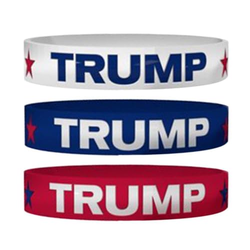 Trump 2024 Armband, 1/3 Stück Silikon-Armband, Trump-inspirierende Armbänder, Partyzubehör, Silikon-Gummi-Armbänder für Männer und Frauen, Wähler-Schmuck-Geschenke, Silikon, Kein Edelstein von Generisch