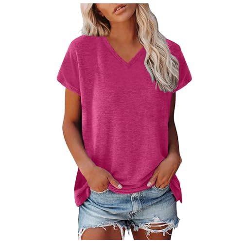 Tshirt Damen Kurzarm V-Ausschnitt Oberteile Tops Einfarbige Basic Casual Lose Tank Top Shirt Frauen Teenager Mädchen Klamotten Sommer Luftig Tshirts Damenmode Damentops Rosa L Tshirt Damen Kurzarm V-Ausschnitt Oberteile Tops Einfarbige Basic Casual Lose Tank Top Shirt Frauen Teenager Mädchen Klamotten Sommer Luftig Tshirts Damenmode Damentops Rosa L von Generisch