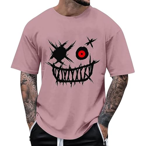 Tshirt Herren Kurzarm Rundhals T-Shirt Lustig Druck Oversize Sommershirt Trend Bunt Graffiti Sportshirt Mode Hip Hop Streetwear Lässige Halbarm Tshirts Bequeme Baumwolle Oberteile von Generisch