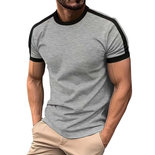 Tshirt Herren Sommer T-Shirt Rundhals Herrens-t-Shirts Freizeit Kurzarmshirt Leichte Shirt Kurzarm Oberteile Männer für Arbeit/Urlaub von Generisch