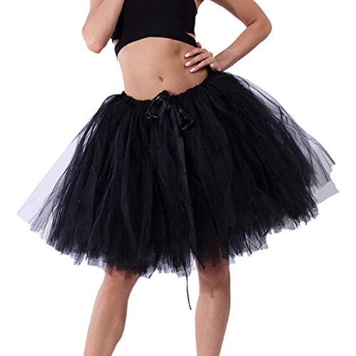 TüLlrock Damen GroßE GrößEn Schwarzer TüLl Rock Hochwertiger Plissee-Gaze-Kurzrock für Erwachsene, Tutu-Tanzrock für Erwachsene Tutu Rock Damen Weiß TüLlrock DunkelgrüN Damen (Black, One Size) von Generisch