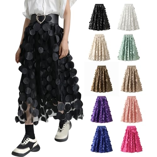 Tüllrock Damen 3D Polka Dot Faltenrock Mesh Flowy Geburtstag Hochzeitsfeier Einfarbig Lang Rock Festliche Karneval Kostüm Pinker Rock Tüllrock Damen 3D Polka Dot Faltenrock Mesh Flowy Geburtstag Hochzeitsfeier Einfarbig Lang Rock Festliche Karneval Kostüm Pinker Rock von Generisch