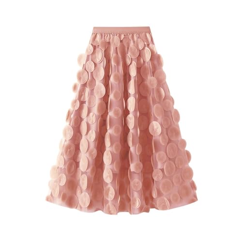 Tüllrock Damen 3D Polka Dot Faltenrock Mesh Flowy Geburtstag Hochzeitsfeier Einfarbig Lang Rock Festliche Karneval Kostüm Pinker Rock Tüllrock Damen 3D Polka Dot Faltenrock Mesh Flowy Geburtstag Hochzeitsfeier Einfarbig Lang Rock Festliche Karneval Kostüm Pinker Rock von Generisch
