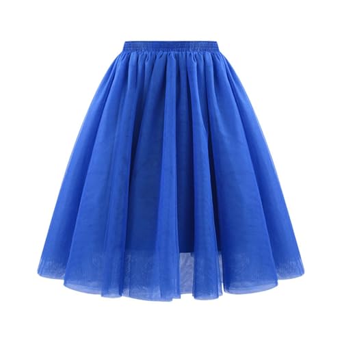 Tüllrock Damen 50Er Rock Retro Ballet Tanzrock 3 Lagig Tüll Ballett Tütü Rockabilly Petticoat Unterrock Tanzkleid Ballkleid Abendkleid Gelegenheit Zubehör Karneval Tutu Cosplay (001 Blau01, XL) von Generisch