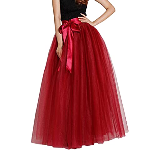Tüllrock Damen A Linie Maxirock Damen Elastische Taille Tüllrock Damen Lang Einheitsgröße Tüll Kleid von Generisch