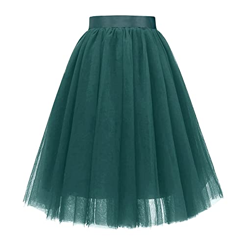 Tüllrock Damen Karneval Kostüm Tütü Einfarbig Ballett Kurz Tüll Rock 50er Petticoat Rockabilly Retro Unterrock Tanzrock Tanzkleid Partykleid Minirock Plisseerock Party TUTU01 Armeegrün M von Generisch