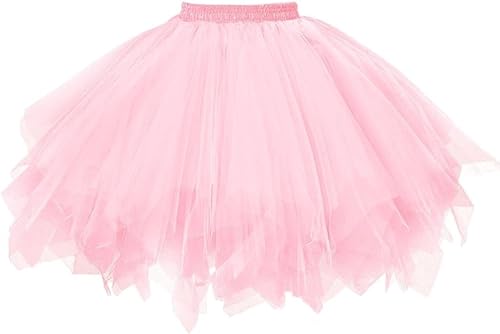 Tüllrock Damen Karneval Kostüm Tutu Rock Tütü Damen Kurz Ballett Tanzkleid 50er Rockabilly Petticoat Unterrock Faschingskostüme von Generisch