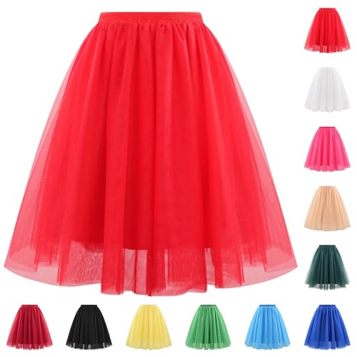 Tüllrock Damen Karneval Tütü 50Er Rock Retro Ballet Tanzrock Rockabilly Regenbogen Bunt Mehrschichtiger Taillen Petticoat Unterrock Prinzessin Tanzkleid Ballkleid Abendkleid Zubehör Cosplay von Generisch