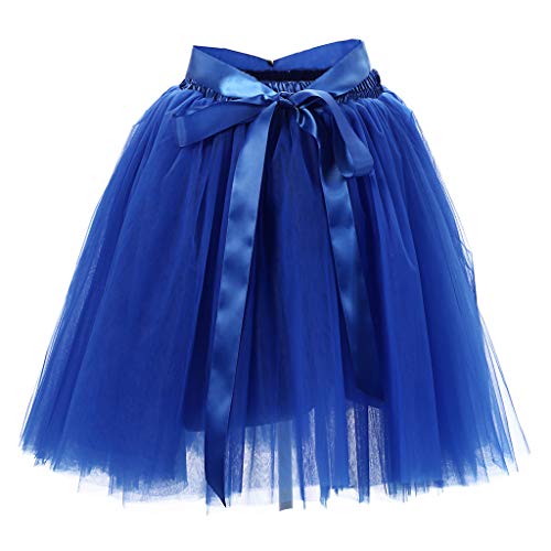 Tüllrock Damen Knielang Tüll Tutu Rock Petticoat Unterrock Tütü Ballettrock Rock Damen Karneval Kostüm Faschingskostüme 80er Party Zubehör Kurz Retro Petticoat Rockabily Klied (A-Dark Blue, One Size) von Generisch