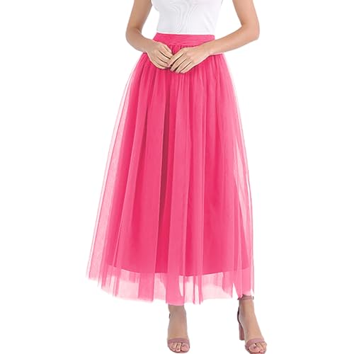 Tüllrock Damen Lang Prinzessin Kleid Damen Ballettkleid Tanzkleid Hohe Taille A-Linie Rock Midirock Ballett Rock Unterrock Tüll Rock Abendkleid Langer Rock für Tanz Party Cosplay Karneval Kostüme von Generisch