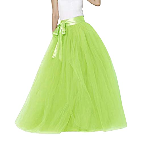 Tüllrock Damen Lang Tütü Rock Elastische Hohe Taille Maxirock A-Linie Faltenrock 1950 Petticoat Reifrock Unterrock Sommerrock Vintage Tüll Rock Pliseerock Faschingskostüme Halloween Karneval kostüm von Generisch