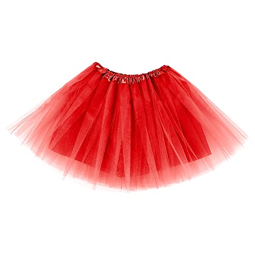 Tüllrock Damen Rot Tüllrock Damen Karneval Kostüm 50Er Rockabilly Petticoat Unterrock Tütü Rock Kurz Ballett Unterrock Tanzkleid Ballkleid Abendkleid Retro Ballettrock Tutu Tüll Rock Minirock von Generisch