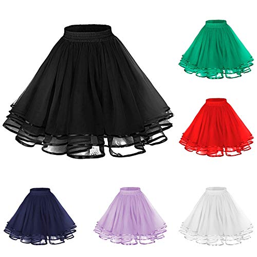 Tüllrock Damen Schwarz Tütü Roter Mini Faltenrock Röcke Große Größen Karneval Tulle Skirt Kurz Ballettrock Ballerina Kostüm Petticoat Unterrock Schwarzer Tutu Rot Mädchen Rockabilly Rock Tüll Skirts von Generisch