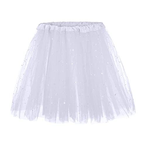 Tüllrock Damen Tütü Rock 50Er Ballett Unterrock Elastische Hohe Taille Ballettrock Petticoat Tanzkleid Karneval Kostümglitzerrock Damen von Generisch