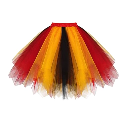 Tüllrock Damen Tütü Rock Unterrock Kurz Retro 50er Rockabilly Petticoat Ballet Fasching Cosplay Tanzrock Ballkleid Kostüm für Karneval Faschingskostüme von Generisch