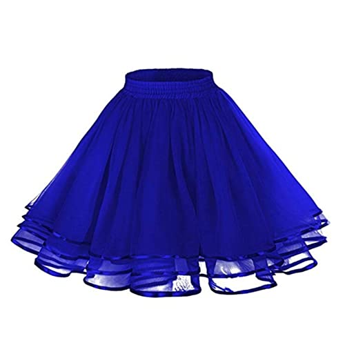 Tüllrock Damen Tutu Tüllrock Bunt Elastic Bund Blase Faltenrock Petticoat Spitzenbesatz Unter Rock Tanzkleid Tanz Karneval 50er Ballettrock Multi Schichten Vintage Ballet Blase (Blue-2, One Size) von Generisch