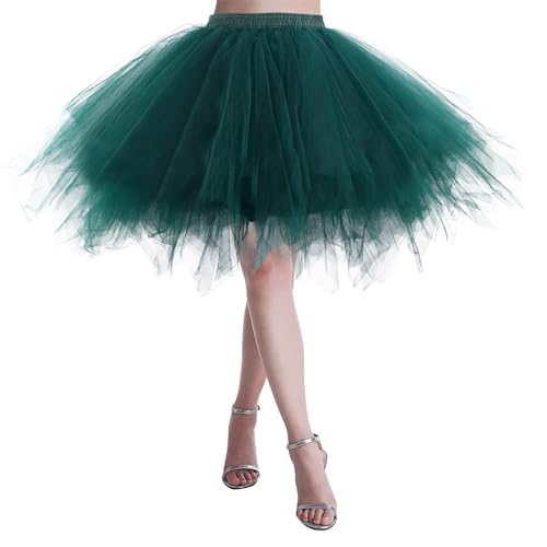 Tüllrock Gelb,REH Kostüm Damen, Tüllrock Damen Midi Tütü Rock 50Er Ballett Unterrock Elastische Hohe Taille Ballettrock Petticoat Tanzkleid Karneval Kostüm Für 50Er Faschingskostüm Fasching von Generisch