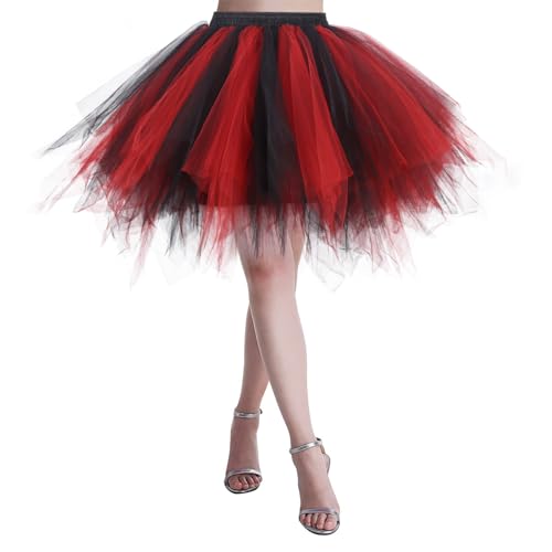 Tüllrock Gelb Tüll Rock Bunt, Tüllrock Damen Midi Tütü Rock 50Er Ballett Unterrock Elastische Hohe Taille Ballettrock Petticoat Tanzkleid Karneval Kostüm Für 50Er Faschingskostüm Fasching von Generisch
