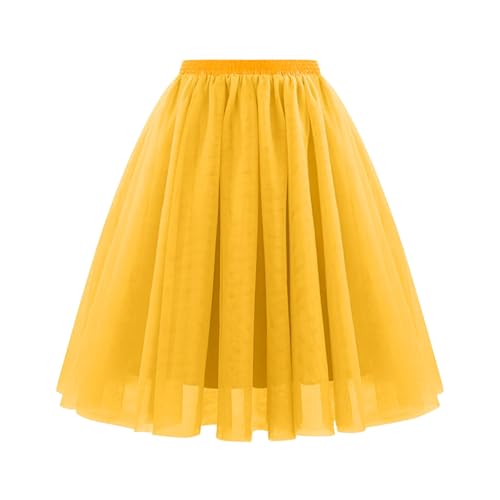 Tüllrock Orange Tüllrock Damen Tüllrock Tüllrock Petticoat Unterrock Tüllrock Schwarz, Tüllrock Mit Glitzer Damen Pailletten Petticoat Damen 80er Puffy Tüllrock Tütü Tüll Petticoat (B-Gold, M) von Generisch