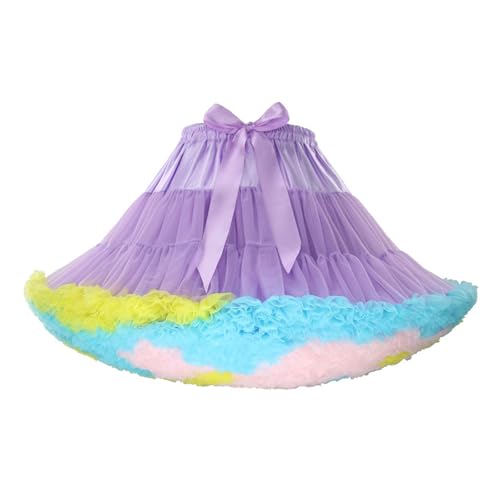 Tüllrock Regenbogen, Tüllrock Damen Regenbogen Prom Abendkleider Anlass Lang Regenbogen Rock Bunter Rock Karneval 50er Tutu Regenbogen Clown Rock Mottoparty Tüllrock Pastell von Generisch