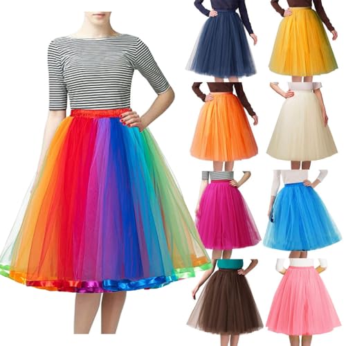 Tüllrock Regenbogen Tüllrock Damen Lang 50Er Rockabilly Petticoat Unterrock Für Karneval Partykleid Elastisch 3 Lagig Tüll Ballett Tütü Rock Tanzkleid Ballkleid Abendkleid Ballettrock Retro Cosplay Tüllrock Regenbogen Tüllrock Damen Lang 50Er Rockabilly Petticoat Unterrock Für Karneval Partykleid Elastisch 3 Lagig Tüll Ballett Tütü Rock Tanzkleid Ballkleid Abendkleid Ballettrock Retro Cosplay von Generisch
