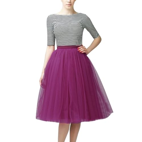 Tüllrock Rot Tüllrock Damen Lang 50Er Rockabilly Petticoat Unterrock Für Karneval Partykleid Elastisch 3 Lagig Tüll Ballett Tütü Rock Tanzkleid Ballkleid Abendkleid Ballettrock Retro Cosplay von Generisch