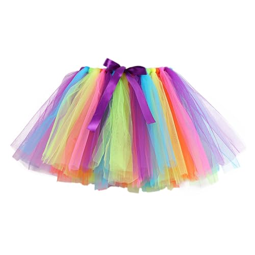 Tütü Damen Tüllrock Tütü Kinder Regenbogen Rock Damen Tüll Tüllrock Mädchen Tüllrock Bunt Kinder Prinzessin Tanzkleid Mädchen für Fasching Party von Generisch