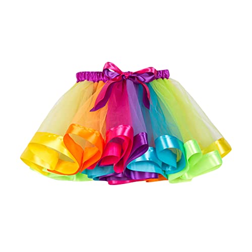Tütü Damen Tüllrock Tütü Kinder Regenbogen Rock Damen Tüll Tüllrock Mädchen Tüllrock Bunt Kinder Prinzessin Tanzkleid Mädchen für Fasching Party von Generisch