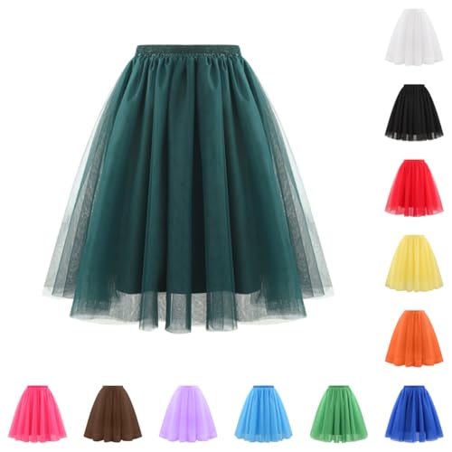 Tütü Tüllrock Damen 2025 Karneval Lang Rockabilly Kostüm Regenbogen Rock Bunt Petticoat Tutu Ballet Trock 50Er Mehrschichtiger Taillen Unterrock Prinzessin Tanzkleid Für Cosplay von Generisch