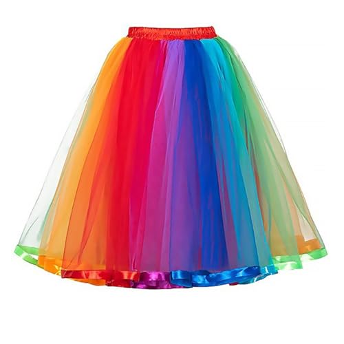 Tütü Tüllrock Damen Karneval Lang Rockabilly Kostüm - Regenbogen Rock Bunt Petticoat Tutu Ballet Trock 50Er Mehrschichtiger Taillen Unterrock Prinzessin Tanzkleid Für Cosplay Festliche Crinolin Tütü Tüllrock Damen Karneval Lang Rockabilly Kostüm - Regenbogen Rock Bunt Petticoat Tutu Ballet Trock 50Er Mehrschichtiger Taillen Unterrock Prinzessin Tanzkleid Für Cosplay Festliche Crinolin von Generisch