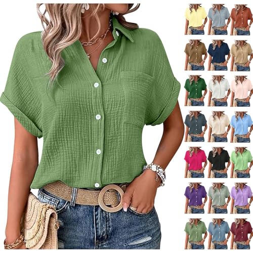Tuniken Für Damen Basic V-Ausschnitt Kurzarm T-Shirt Lässiges Musselin Oberteile Button Down Bequemes Einfarbig Tops Weißes Oberteil Damen Unverzichtbar Für Lagenlooks Tuniken Für Damen Basic V-Ausschnitt Kurzarm T-Shirt Lässiges Musselin Oberteile Button Down Bequemes Einfarbig Tops Weißes Oberteil Damen Unverzichtbar Für Lagenlooks von Generisch