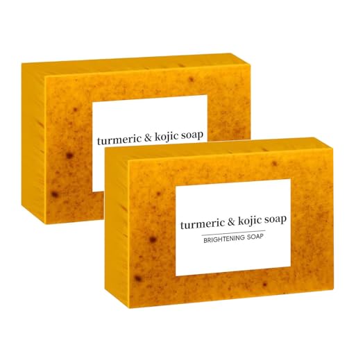 Turmeric And Kojic Acid Soap, Kurkuma Seife, Kurkuma Aufhellende Seife, Gloomy Skin Seife, Feuchtigkeitsspendend Gleicht den Hauttons, Hautaufhellung bei Dunklen Flecken für Frauen & Männer (2) von Generisch