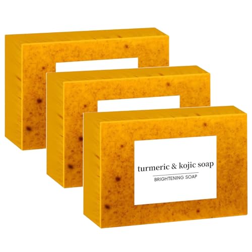 Turmeric And Kojic Acid Soap, Kurkuma Seife, Kurkuma Aufhellende Seife, Gloomy Skin Seife, Feuchtigkeitsspendend Gleicht den Hauttons, Hautaufhellung bei Dunklen Flecken für Frauen & Männer (3) von Generisch