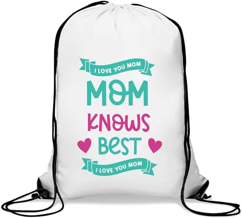 Turnbeutel mit Kordelzug, Aufschrift "Mom Knows Best I Love You", Weiß, weiß, Einheitsgröße von Generisch