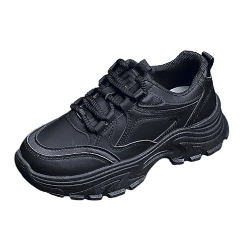 Turnschuhe Damen Chunky Frauen Einzelne Schuhe Leichtgewichts Schnürhalbschuhe aus Leder Dämpfung Walkingschuhe Bequeme Keilabsatz Sneaker modische Plateauschuhe Dicke Boden Outdoorschuhe von Generisch