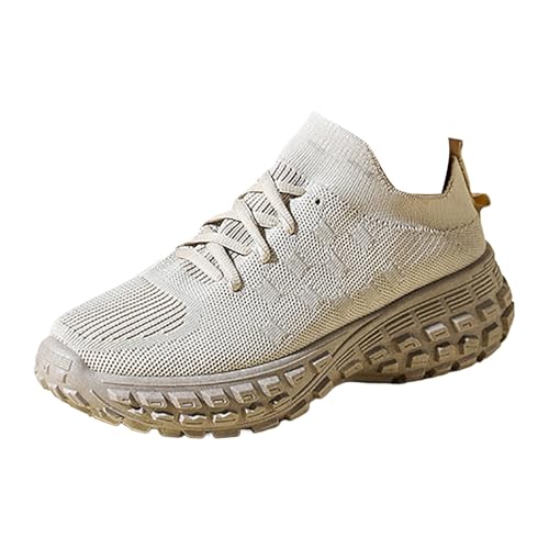 Turnschuhe Damen Chunky Vermascht Atmungsaktive Sportschuhe Niedrige Schnürhalbschuhe Elevate Walkingschuhe Dicke Boden Gedämpft Erhöhung der nenhöhe Laufschuhe mit Reifenunterteil von Generisch