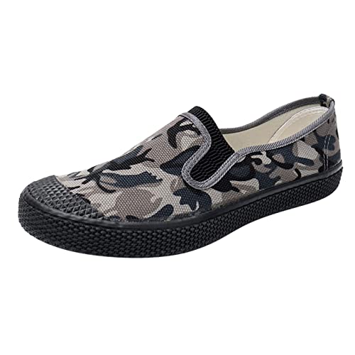 Turnschuhe Herren Barfuß, Turnschuhe Herren Slip Ons, Fitness Trainer Herren Camouflage Canvas Schuhe für Männer rutschfest Sportlich Arbeitsschuhe Atmungsaktiv Leicht Freizeit Walking Schuh von Generisch