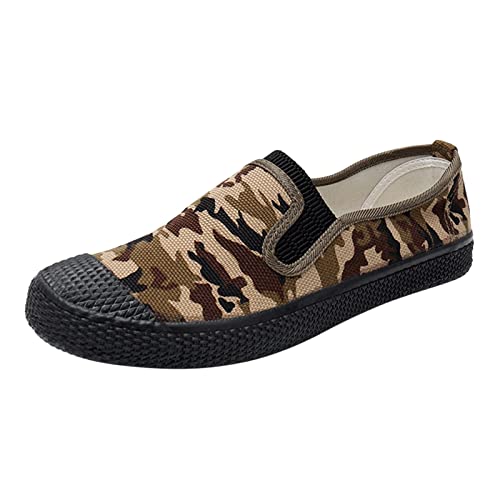 Turnschuhe Herren Barfuß, Turnschuhe Herren Slip Ons, Fitness Trainer Herren Camouflage Canvas Schuhe für Männer rutschfest Sportlich Arbeitsschuhe Atmungsaktiv Leicht Freizeit Walking Schuh von Generisch