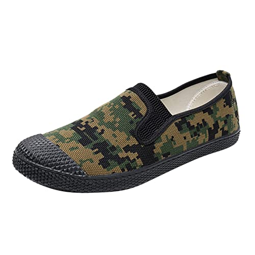 Turnschuhe Herren Barfuß, Turnschuhe Herren Slip Ons, Fitness Trainer Herren Camouflage Canvas Schuhe für Männer rutschfest Sportlich Arbeitsschuhe Atmungsaktiv Leicht Freizeit Walking Schuh von Generisch