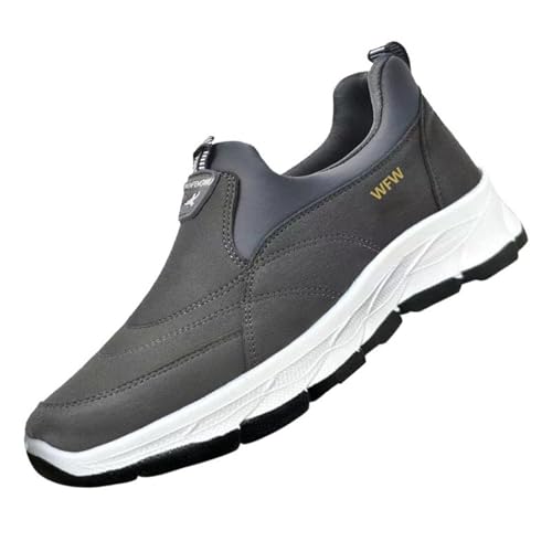 Turnschuhe Herren Breite Füße Leder Trekkingschuhe Rutschfeste Flach Herrenschuhe Sicherheits Walkingschuhe Bequem Schlupfschuhe Leichte Laufschuhe Atmungsaktive Sneaker Sportlich Freizeitschuhe von Generisch