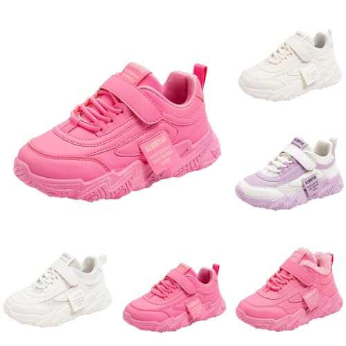 Turnschuhe Mädchen Klettverschluss Hallenschuhe rutschfest Sportschuhe Kinder Schuhe Leicht Atmungsaktiv Laufschuhe Outdoor Freizeit Sneaker Schuhe Tennisschuhe A02- Lila 29.5 von Generisch