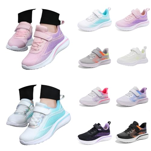 Turnschuhe Unisex Mädchen rutschfest Freizeitschuhe mit Klettverschluss Kinder Hallenturnschuhe Atmungsaktive Sportschuhe Atmungsaktiv Tennisschuhe Laufschuhe Hellgrau_01 30 von Generisch