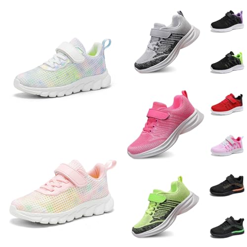 Turnschuhe Unisex Mesh rutschfest Hallenturnschuhe mit Klettverschluss Atmungsaktive Sportschuhe Kinder Freizeitschuhe Tennisschuhe Laufschuhe Sportliche Kinderschuhe Rot_01 31 von Generisch