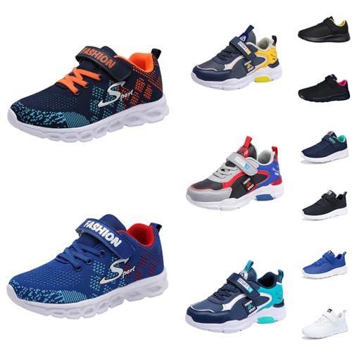 Turnschuhe Unisex Mesh rutschfest Hallenturnschuhe mit Klettverschluss Kinder Sportschuhe Atmungsaktive Freizeitschuhe Sport Schuhe Tennisschuhe Laufschuhe Blau_05 33 von Generisch