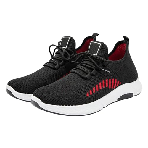 Turnschuhe für Herren, flache Keilabsätze, atmungsaktives Mesh, lässig, Walking-Sneaker, Fußgewölbeunterstützung, orthopädische Schuhe mit weichem, klobigem Kissen, Schnürung, niedrige Laufschuhe von Generisch