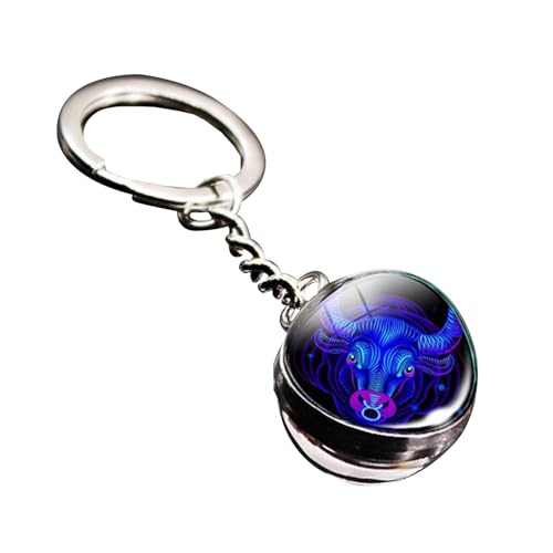 Twelve Constellations Time Gemstone Keychain Pendant Border Accessories Double Glass Pendant Key Chain Pendant Ornament Beste Schlüsselanhänger (B, One Size) von Generisch
