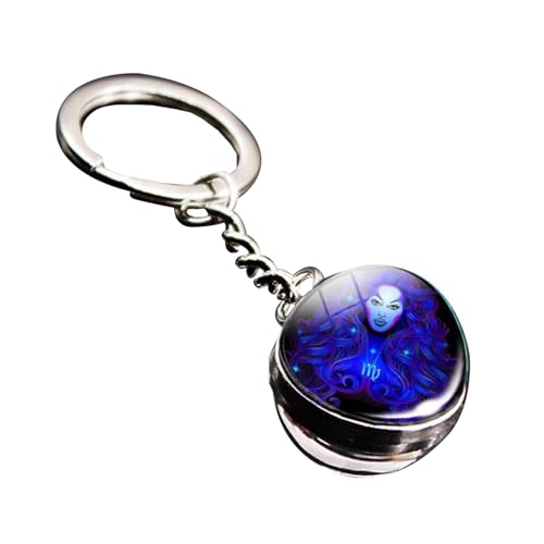 Twelve Constellations Time Gemstone Keychain Pendant Border Accessories Double Glass Pendant Key Chain Pendant Ornament Beste Schlüsselanhänger (F, One Size) von Generisch