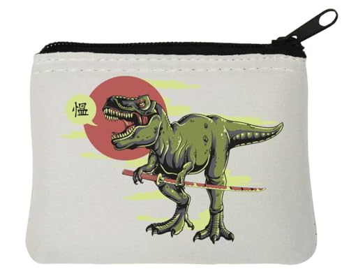 Tyrannosaurus Rex Samurai Dinosaurier Neopren Münzgeldbeutel 12 x 9 cm Weiß von Generisch