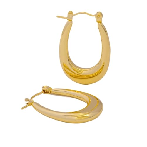 U-förmige Creolen für Damen Edelstahl vergoldet klassisch zeitlos langlebig, Einheitsgröße von Generisch